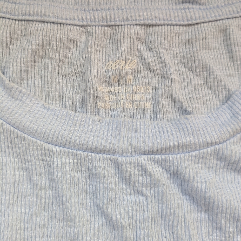 Aerie Ribbed Knot-Front Tank Top – Light Blue, Size M - Picture 3 of 3